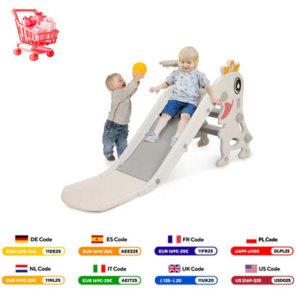 3 in 1Toddlers Slide Board Indoor Children Slide Kids Slide Dinosaur Shape Non Slip Stairs with Basketball Hoop Climber