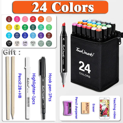 24-168 Color Alcohol Double-ended Oily Marker Painting Art Set Office Culture and Educational Supplies