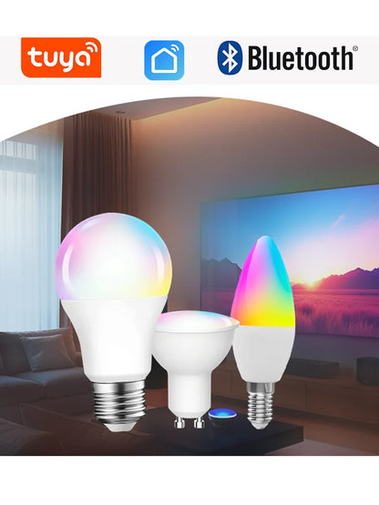 Tuya Bluetooth Smart Light Bulb LED RGBCW E27 E14 GU10 Timed Group Control For Multiple Scene Modes Music Mode 9W 5W
