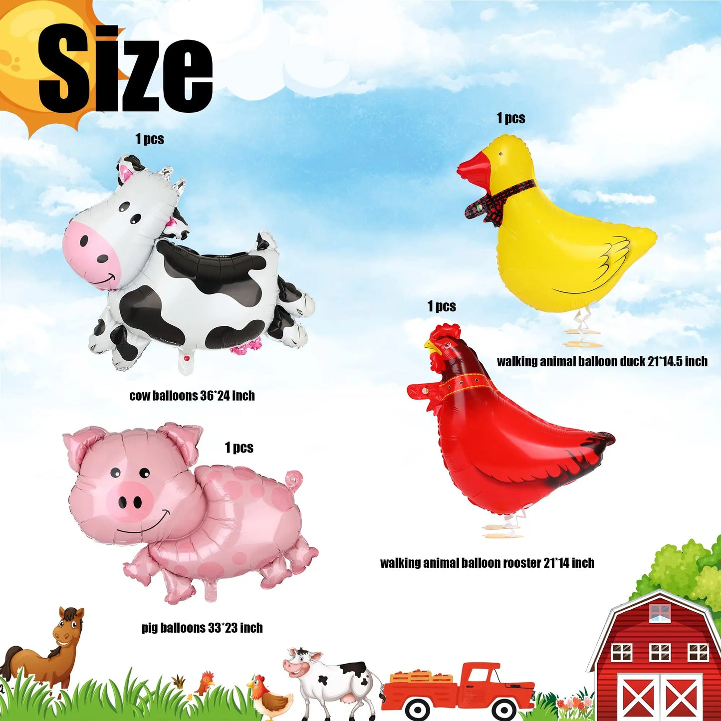 Farm Animals Tableware Plates Cups Napkins Tablecloth Farm Birthday Party Decor Birthday Banner Farm Animals Pig Cow Balloon