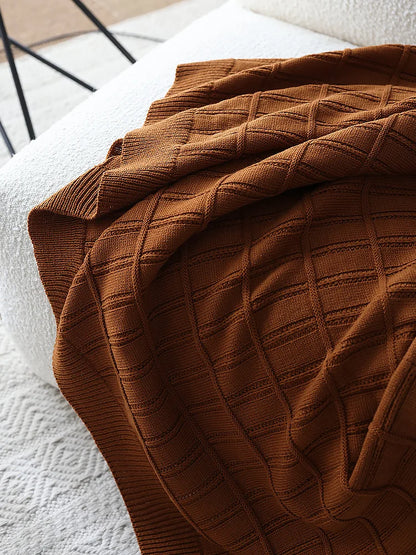 American-Style Thickened Knitted Wool Cover Blanket Solid Color Simple Bed End Towel Blanket Multifunctional Decorative Blankets