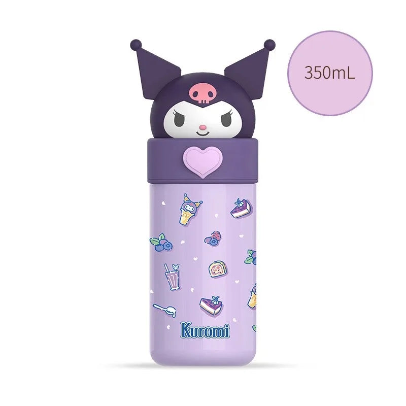 Sanrio Hello Kitty 350ml Stainless Steel Thermos Kawaii Kuromi Cinnamoroll Melody Kids Vacuum Flask Water Bottle Tumbler
