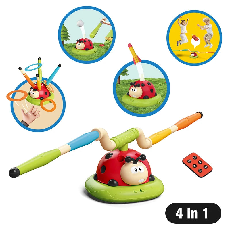 Musical Jump Toss Educational Toy Sports Entertainment Ladybug 3 In 1 Multifunctional Sturdy Skipping Rope Outdoor Somatosensory