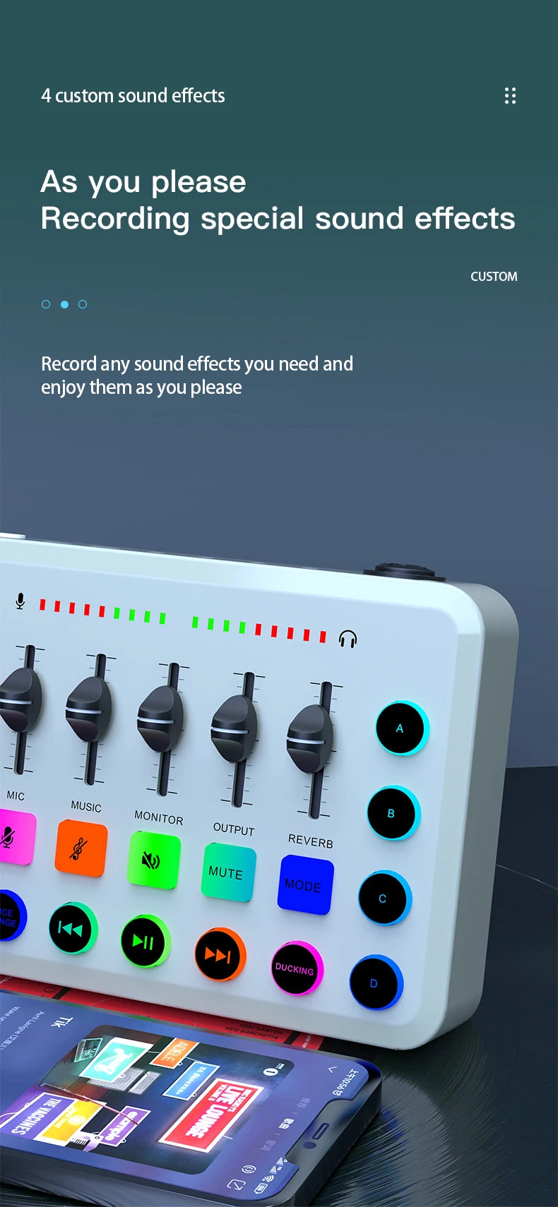 Likheung F11 Live Sound Card Streaming 5-Channel Mixer Sound Card Audio Mixer Professional Studio for Game Voice Podcast Live