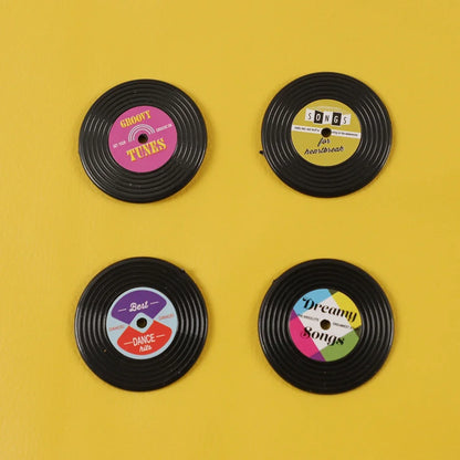 4Pcs/Pack Creative Gramophone Record Fridge Magnet Message Board Reminder Refrigerator Sticker for Home Kitchen Decoration