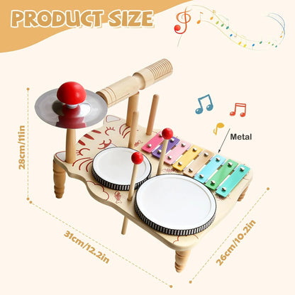Wooden Music Toys For Babies Children's Multifunctional Music Knocking Table Early Education Kids Drum Set Music Toy Baby Gift