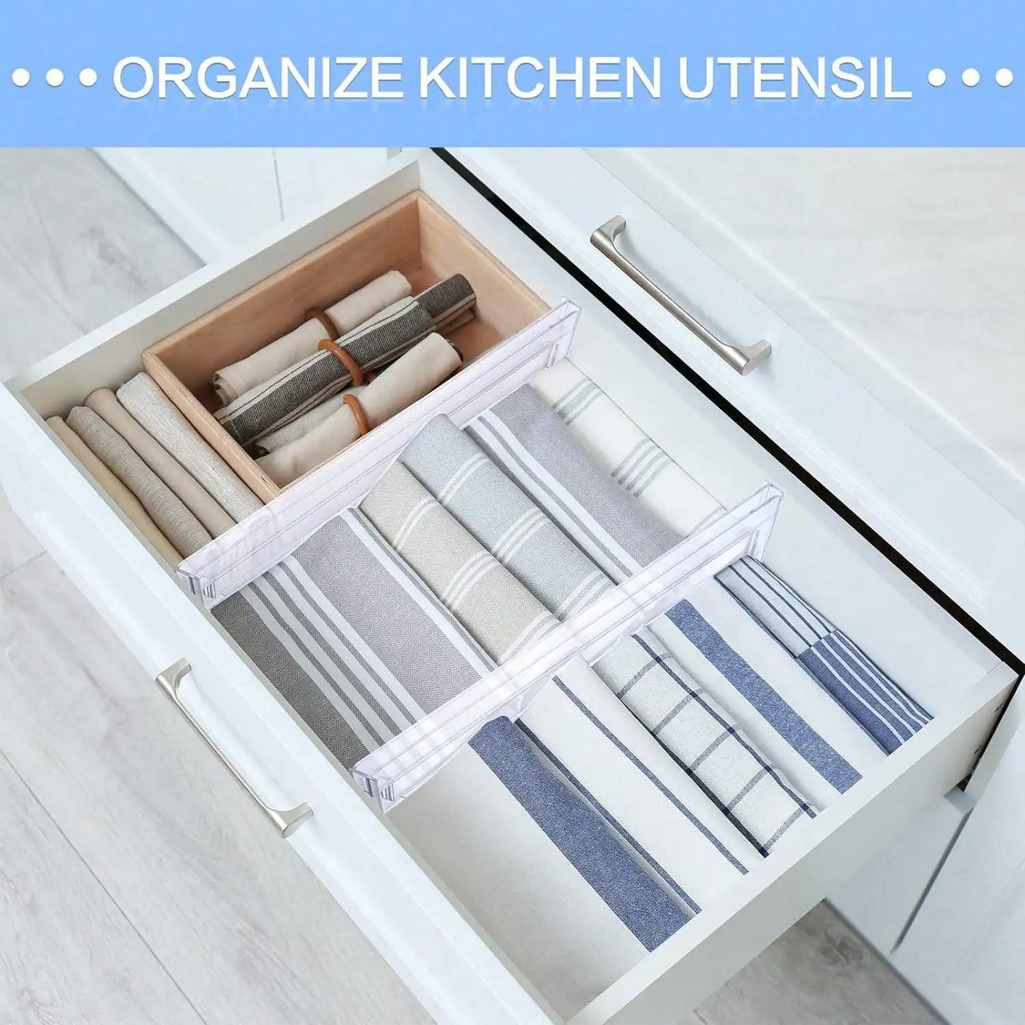 1/2/4/8PCS Drawer Dividers Organizers Adjustable Cabinet Storage Clothes Drawer Organizer Clear Drawers Separators Kitchen Tools