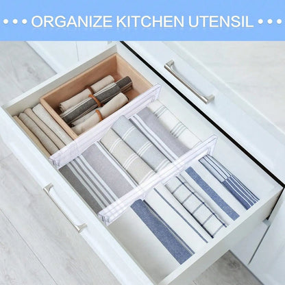 1/2/4/8PCS Drawer Dividers Organizers Adjustable Cabinet Storage Clothes Drawer Organizer Clear Drawers Separators Kitchen Tools