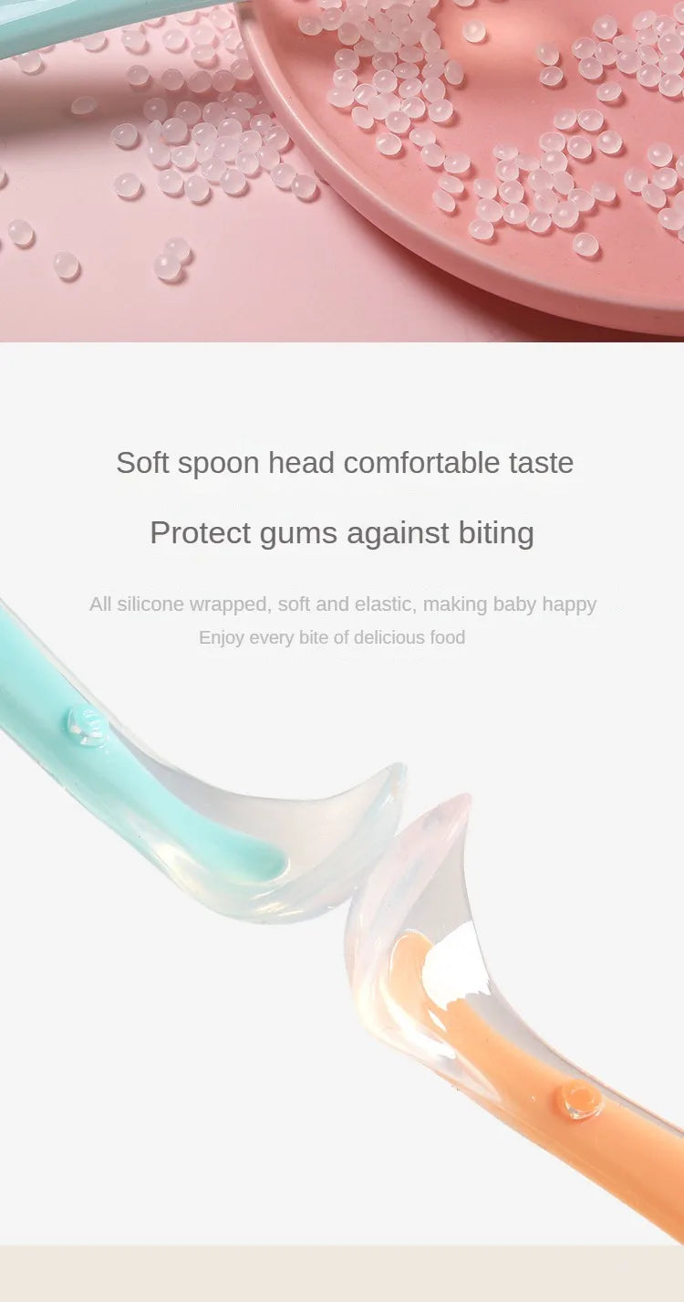 10 Pcs Baby Feeding Spoon Soft Silicone Spoons Training Spoon for Child kids Infants Temperature Sensing Feeding Feeder Flatware