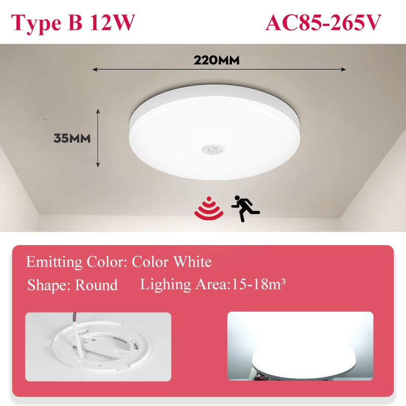 Smart Sensor LED Light Ceiling Lamp Modern Home Indoor Aisle LED Hanging Fixture Induction Lighting Living Room Luminaire Lamps