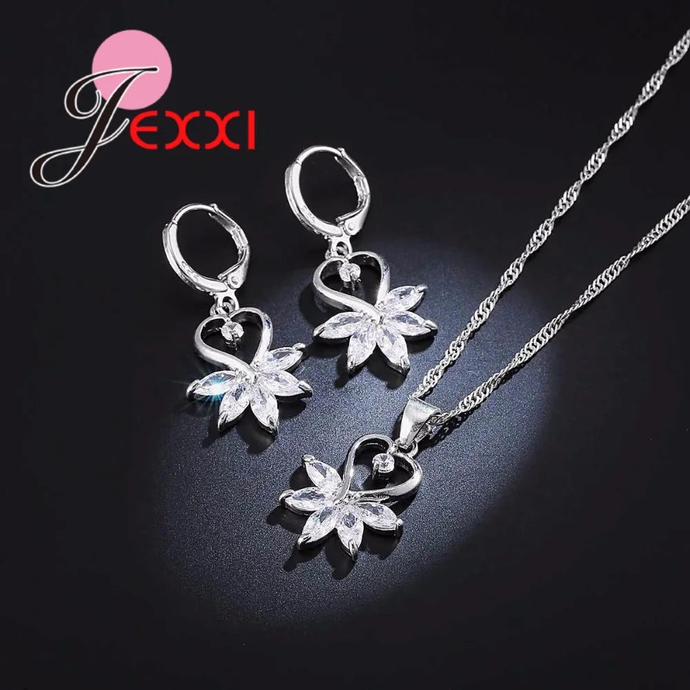 Wedding Accessories Jewelry Sets for Women Bridesmaid jewelry set 925 Sterling Silver Color Color Crystal Fashion Jewelry Set