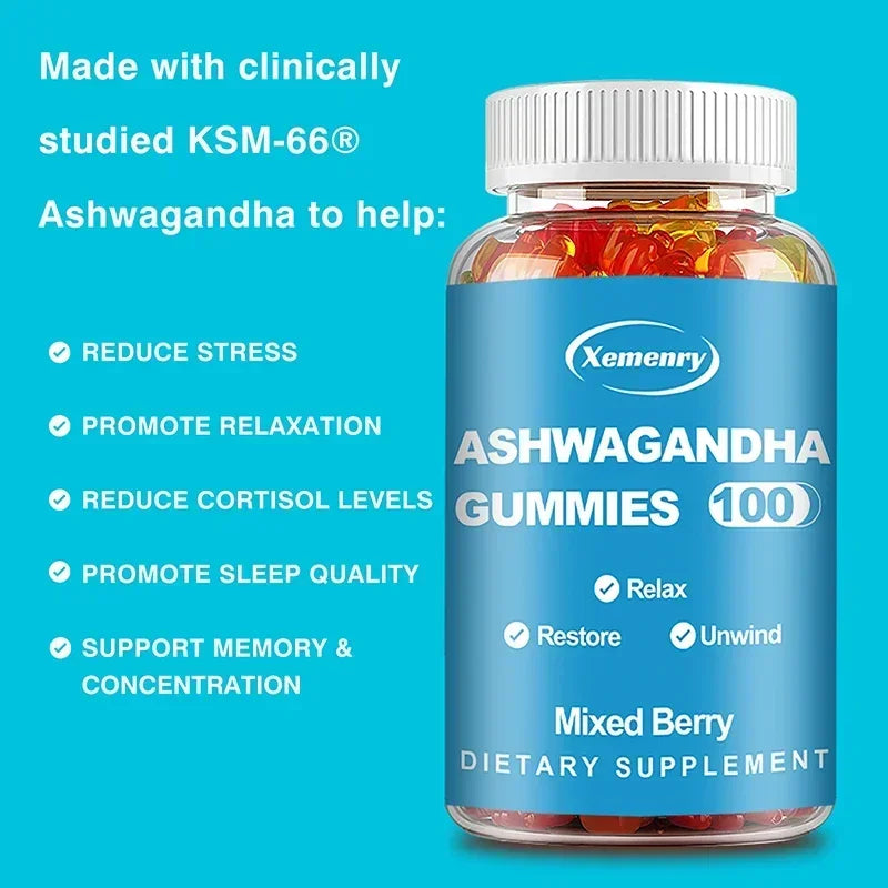 Ashwagandha Gummies - Improve Energy, Keep Youthful, Reduce Food Cravings, Regulate Thyroid Hormone Levels