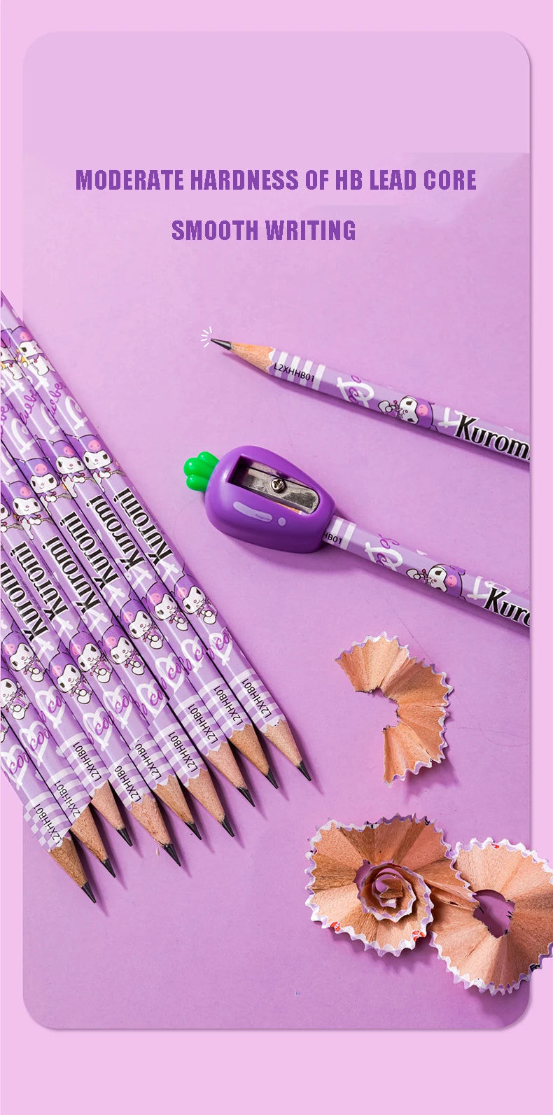 12pcs Sanrio Series Kuromi Hexagonal Writing Pencil Set Cute Student Pencil Creative Writing Pencil School Student Stationery