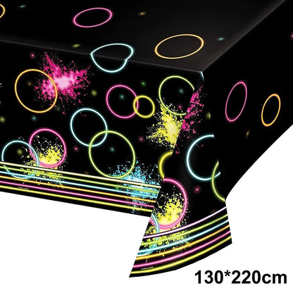 Glow Party Table Covers Neon Party Tablecloths Party Tablecloths Disposable Plastic Neon Glow Table Cloth Birthday Party Supplie