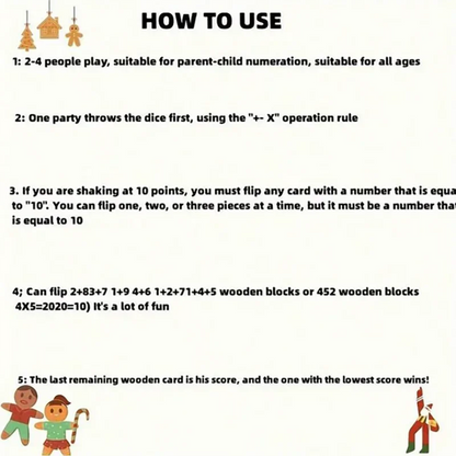 Classic 4 Sided Wooden Board Game With 2 Dice And Shut-The-Box Instructions, Classics Tabletop Version And Pub Board Game