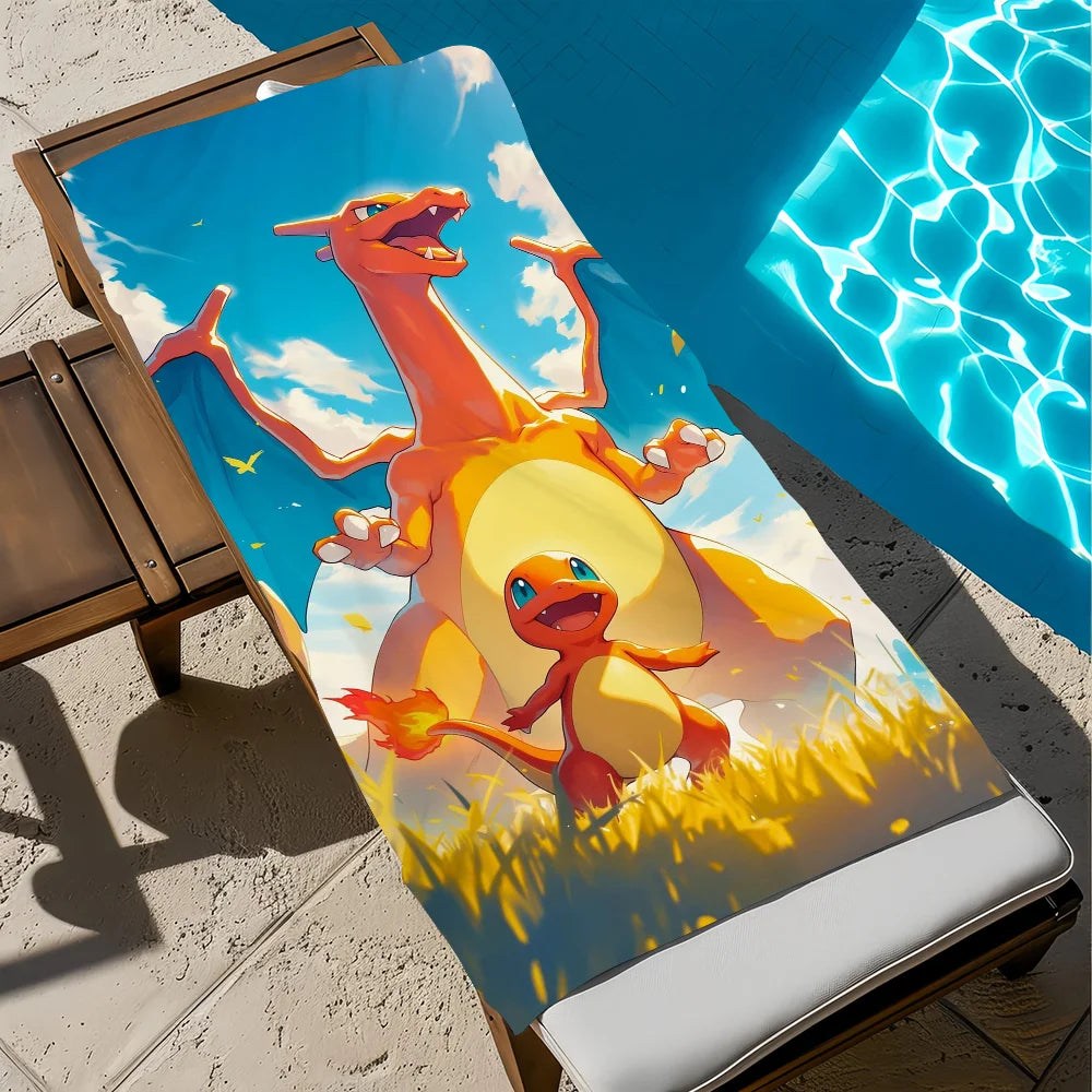 Towel Beach C-Charmander MNS P-PokemonS-ES Quick Dry Pool Camping Towels Travel Soft Gift Gym Shower Sports