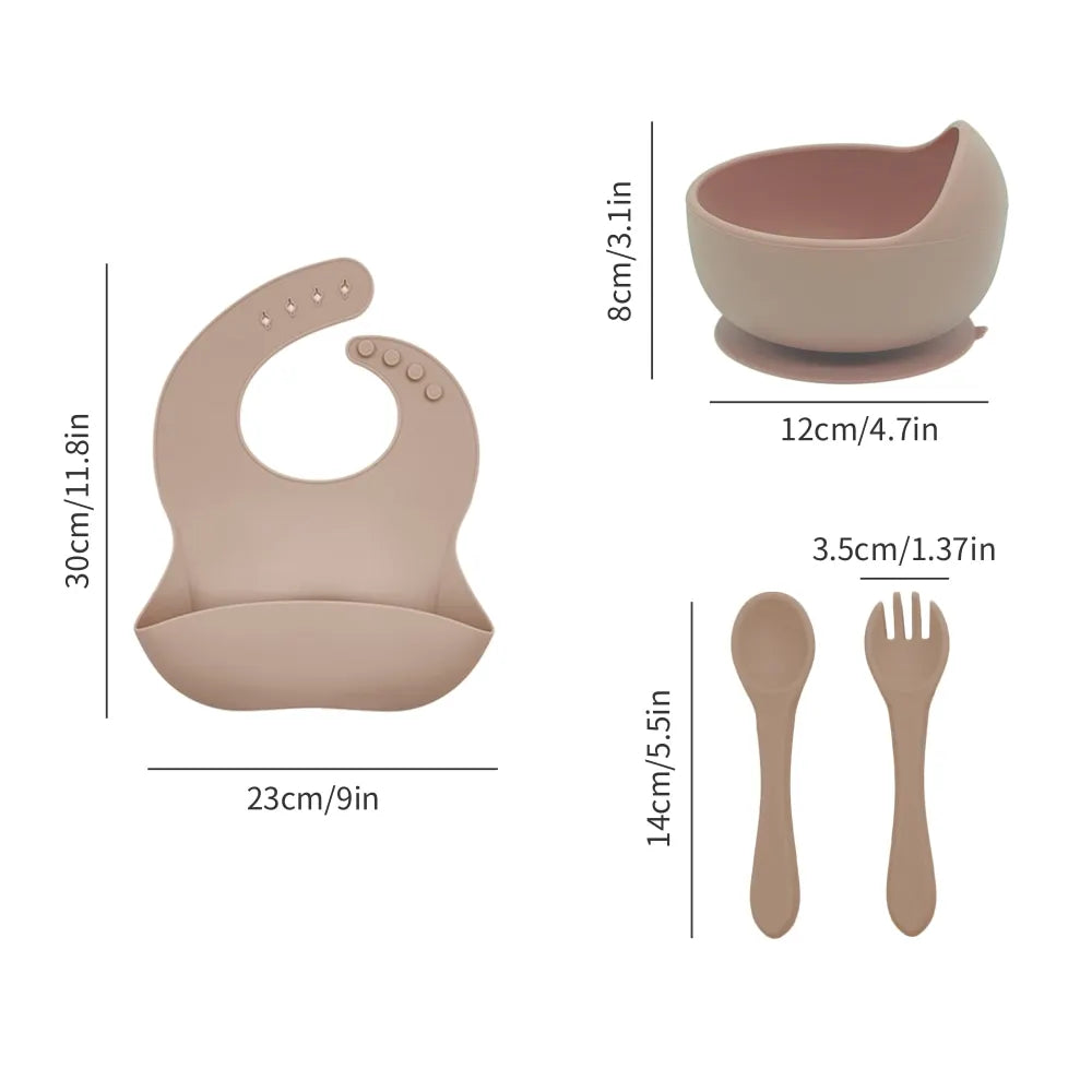 5pcs silicone baby feeding set BPA Free Sucker Bowl Dinning Dishes Plate Straw Cup Spoon Forks baby gift set
