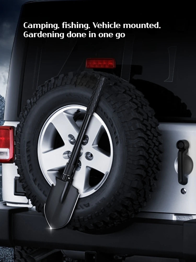 Multifunctional garden shovel for camping, suitable for camping/fishing/wild survival, etc. Shovel. Pickaxe and hoe three-in-one