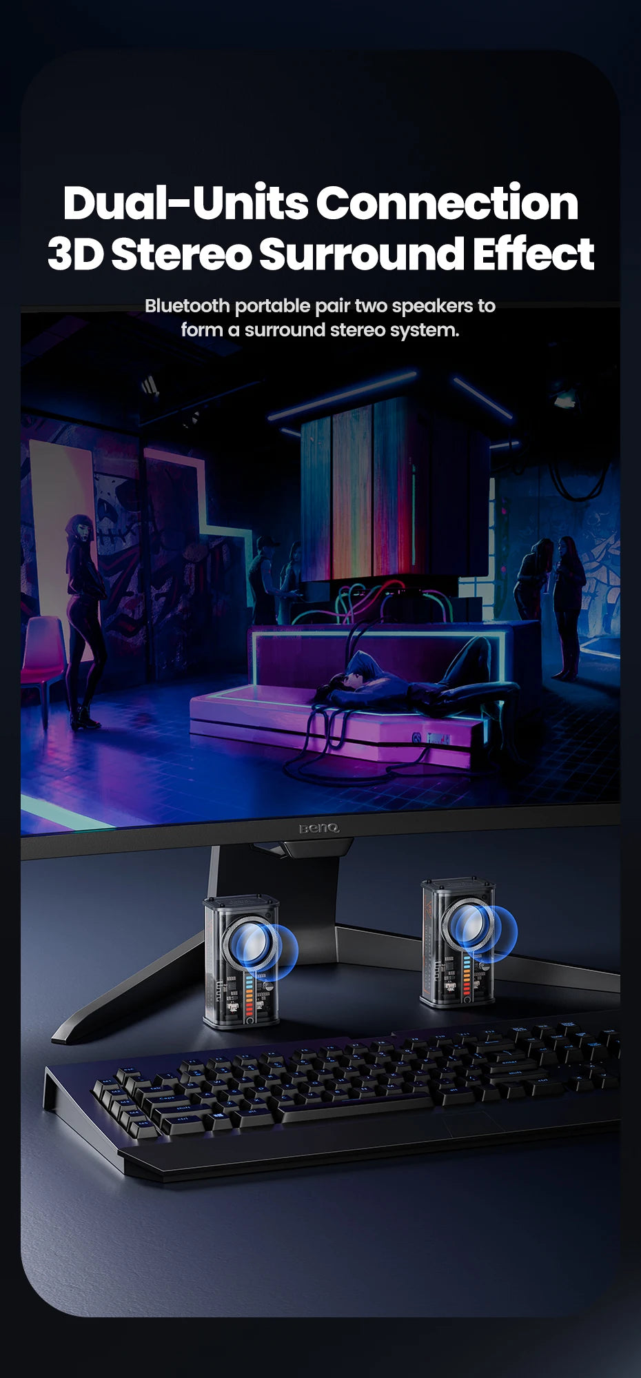 Toocki K07 Portable Bluetooth 5.0 Speaker Stereo Surround Wireless Bluetooth Speakers Dazzling Lighting Audio Player Loudspeaker