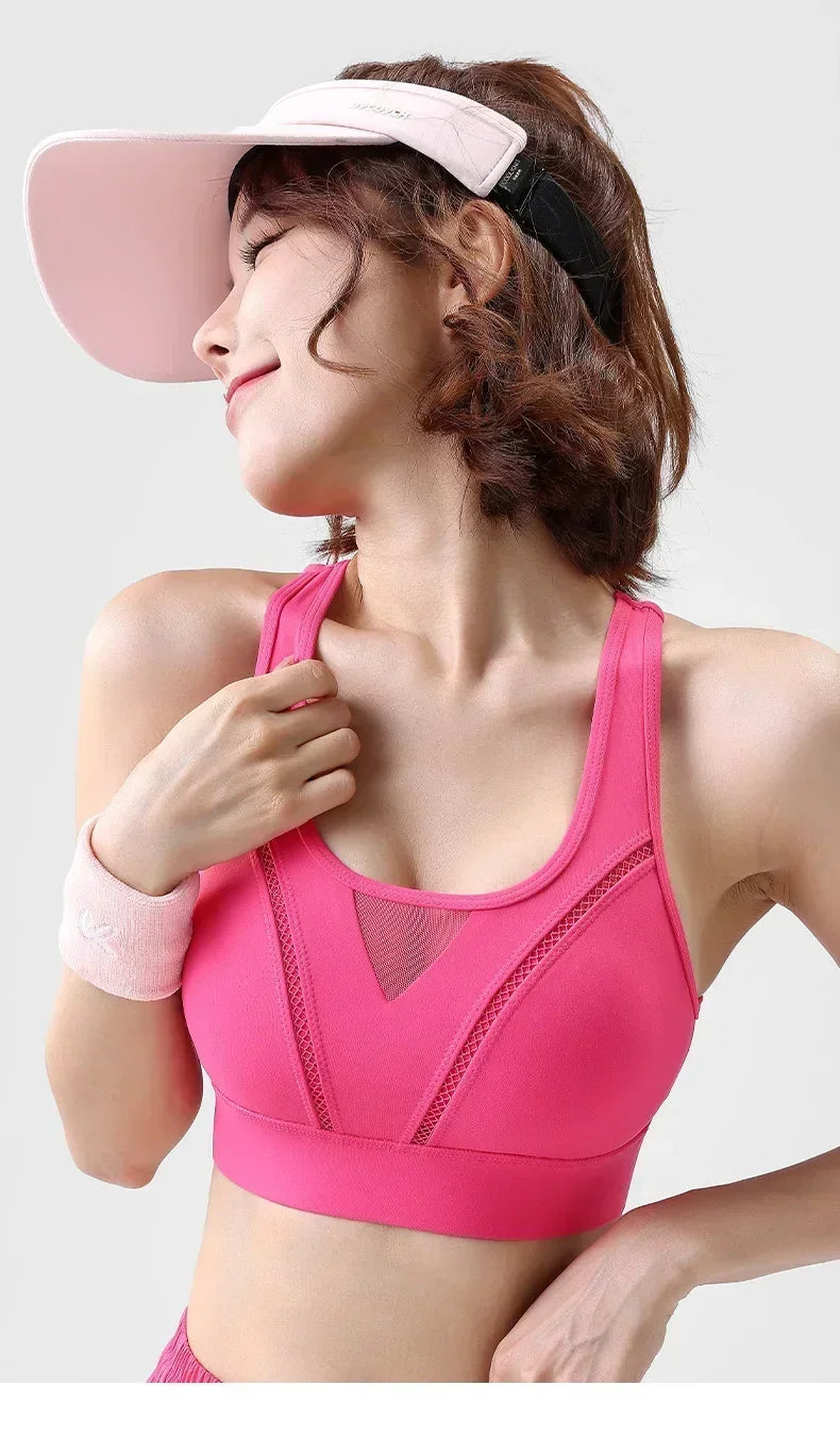 Sports bra for women, shock-absorbing high-strength running, zipper yoga suit, vest, bra, fitness fixed cup, summer