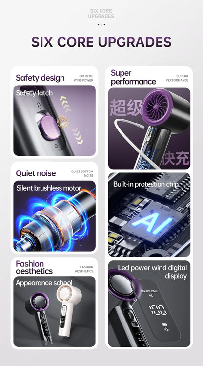 VGR 100 Speed High-speed Handheld Electric Fan with Flashlight USB Mini Portable Charging Small Fan Desktop Small Electric Fan