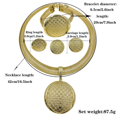 Indian Jewelry Fashion Jewelry Sets Round Pendant Necklace for Women Bracelet Bridal Wedding Accessories Earrings Ring