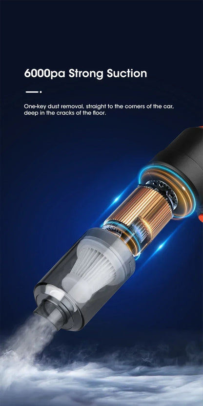 Cordless Car Vacuum Cleaner - Handheld High-Power Suction for Auto & Home, Portable Mini Vacuum with Strong Blowing Function