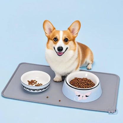 Silicone Pet Food Mat With High Lips - Waterproof & Non - Stick Feeding Pad For Dogs & Cats - Anti - Spill Feeder Tray Placemat