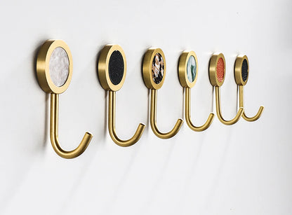 Gold Robe Hook Space Aluminum Wall Mounted Adhesive Hat Key Hooks Coat Towel Holder Home Decor For Kitchen Bathroom Hardware