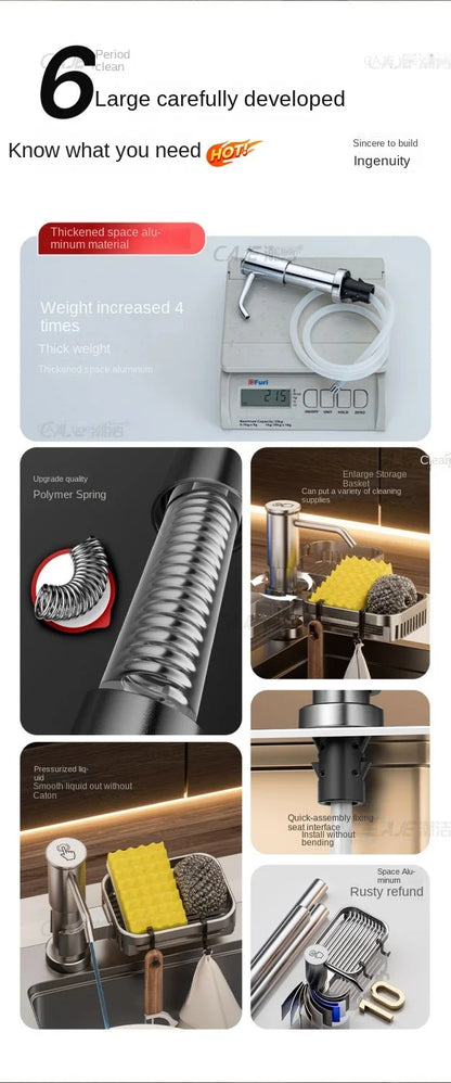 Kitchen sink soap dispenser sink detergent press household washing basin soap extension tube detergent pressurizer