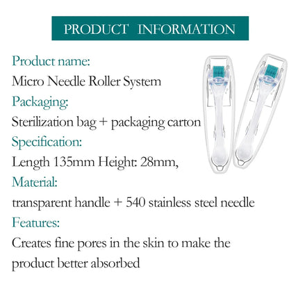 Titanium Derma Pen Roller Hair Growth Beard 540 Microneedle Roller for Facial Skin Care MTS Micro Needle Roller Mesotherapy Use