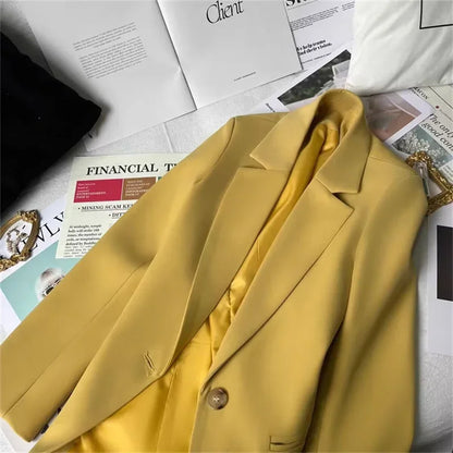 Office Lady Elegant Single Button Blazer Women New Autumn Long Sleeve Slim Jackets Casual Chic Tops Coats Outerwears Female