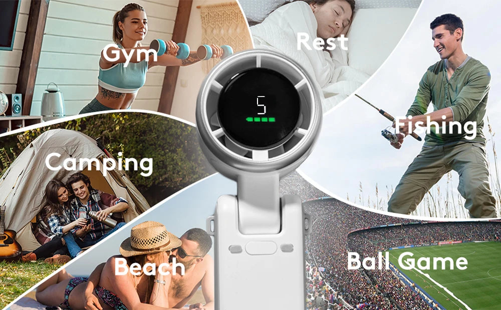 Portable Turbo Fan Mini Hanging Neck Fan USB Rechargeable Handheld Fan 3600mAh Foldable Mini Neck Fan Portable Small Turbo Fan