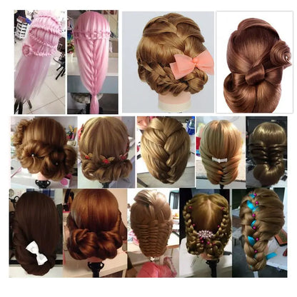 Cosmetology Mannequin Head With 25” 80% Real Hair For Braiding Hair Styling Training Head With Gift Hairdressing Salon Display