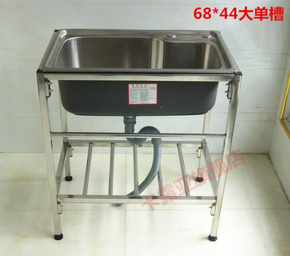 The kitchen is thick and simple, stainless steel sink, single sink, double sink, large single sink with bracket, water basin, ve