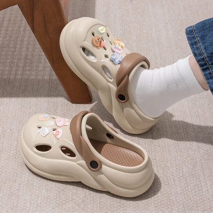 Women Thick Bottom Hole Shoes Summer Beach Platform Sandals Fashion Comfortable Indoor Outdoor Slippers