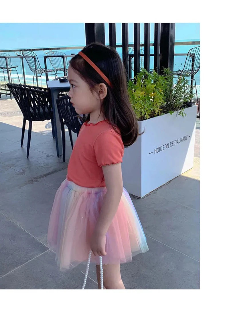 Baby Girls T-shirts for Kids Summer Sleeveless Knitted Tops Vest Outfits Girls Cute Halter Tops Tees Children Clothing 1-12 Year