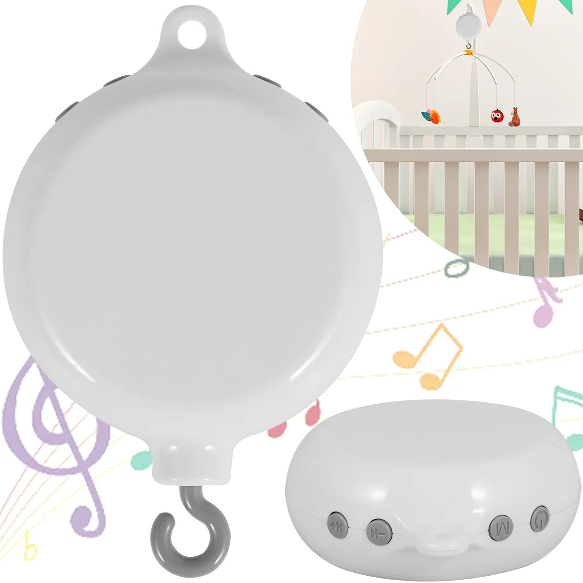 Baby Mobile Music Box Crib Mobile Motor with 3 Modes Volume Adjustable 35 Lullabies Baby Mobile Music Box for Bassinet