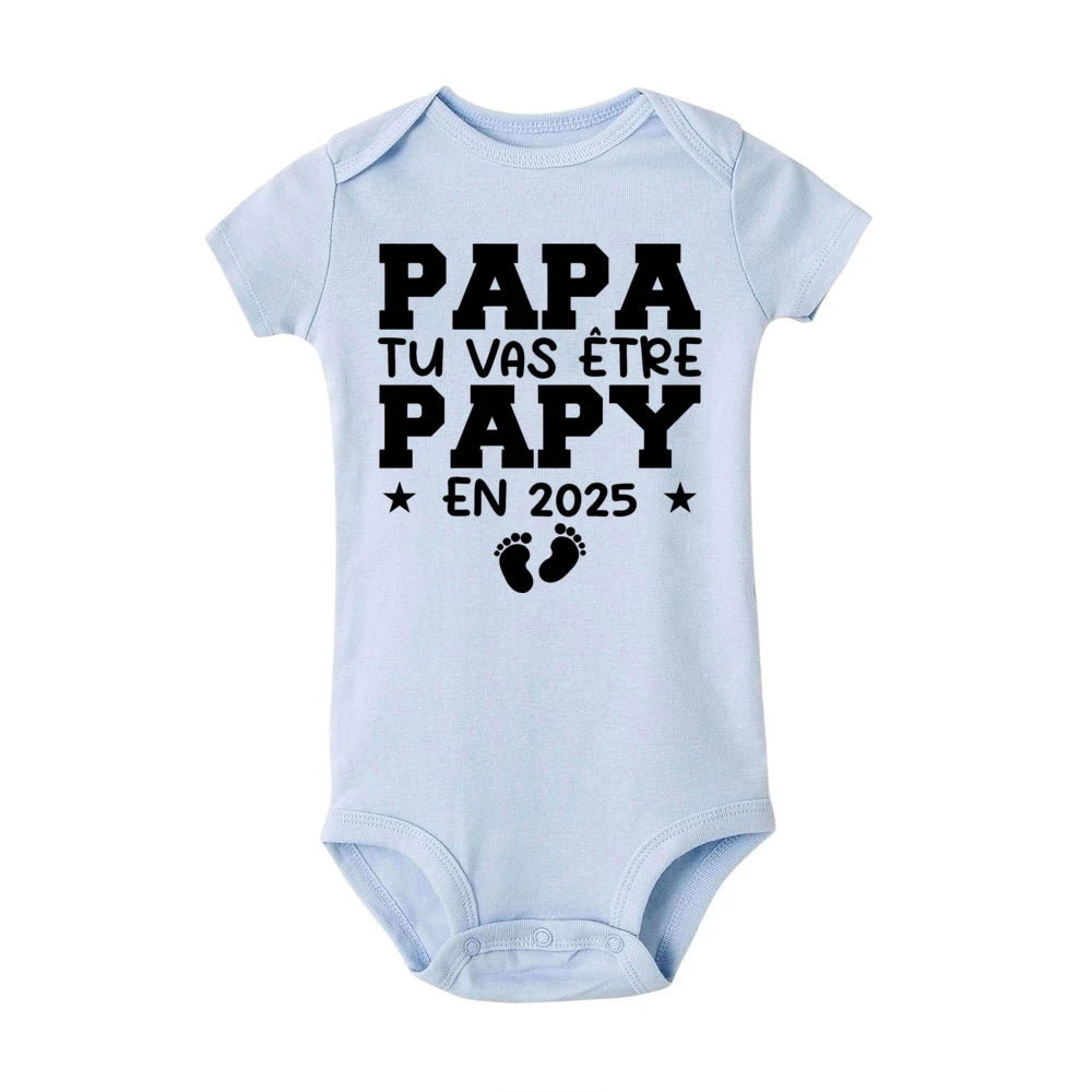 Dad You Will Become A Dad in 2025 Print Infant Rompers Casual Pregnancy Announcement Jumpsuit Short Sleeve Fashion Babys Clothes