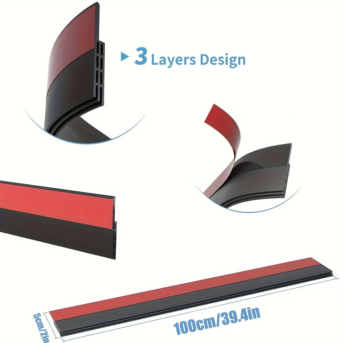 2PC/1pc Rubber Door Draft Stoppers for Bottom of Door  Adjustable Self-Adhesive Sound-Proof Door Bottom Windproof Seal Strips