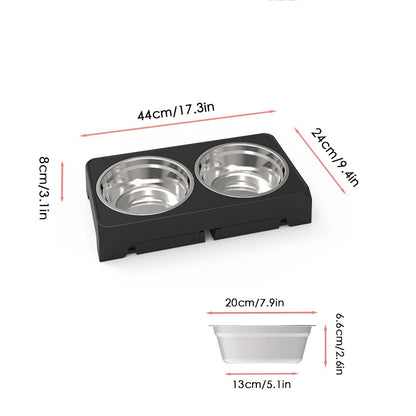 Elevated Dog Feeder Dogs Bowls Adjustable Raised Stand with Double Stainless Steel Food Water Bowls for Small Medium Large Dogs
