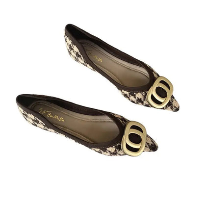 Office Shoes For Women 2024 Ladies Summer Footwear Luxury Leather Casual Formal Pointed Toe Low Heel Elegant Popular Wholesale H