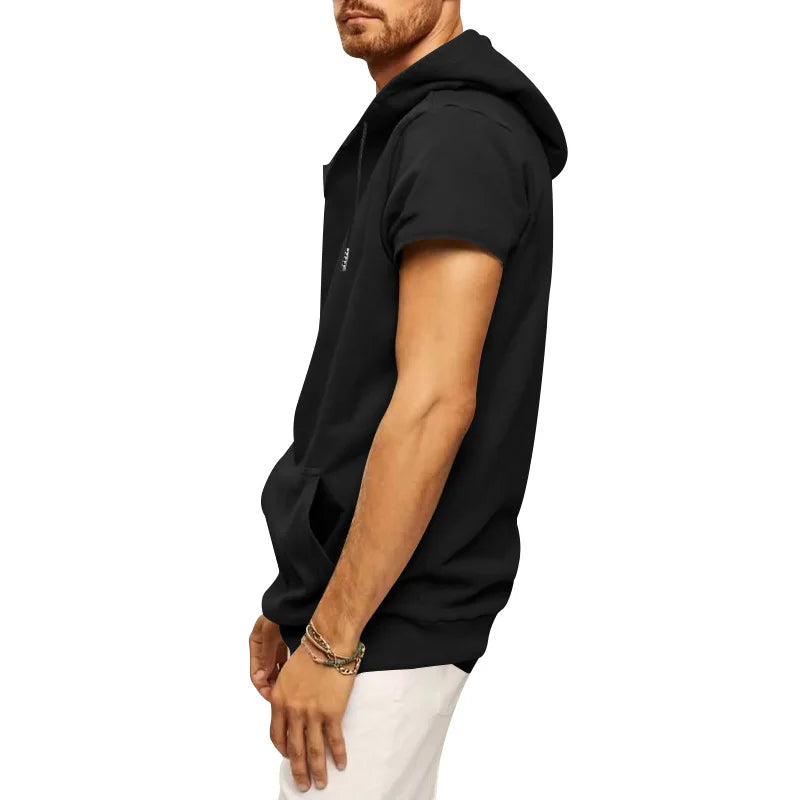 2024 Amazon New Men's Athleisure European and American Hooded Loose Short Sleeves