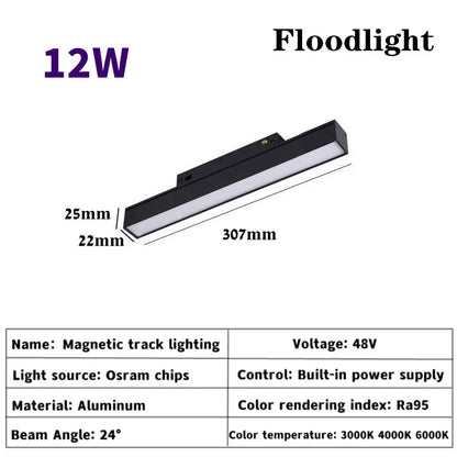 Magnetic Track Light Grille Flood Lamp Modern Embedded Flexible Linear Fixture LED Spotlight DC48V Ceiling Indoor Living