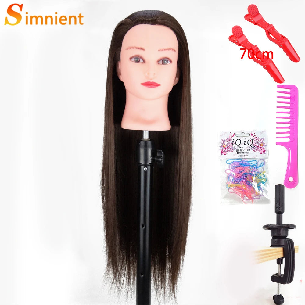 70Cm 100% High Temperature Fiber Blonde Hair Mannequin Head Training Head For Hairstyles Braid Hairdressing Manikin Doll Head