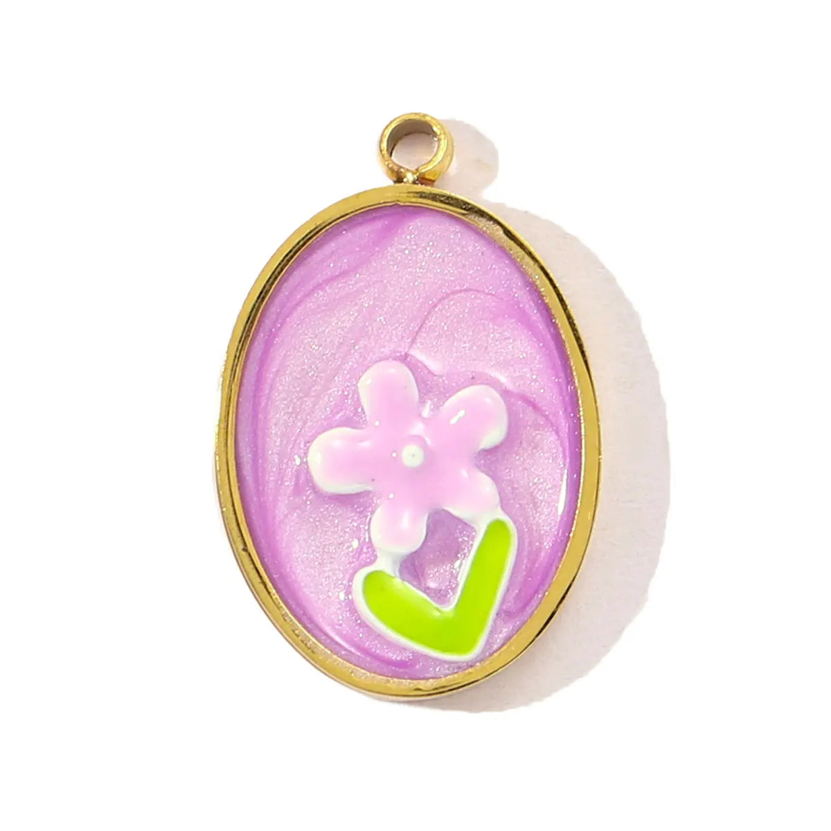 3pcs/Lot Sweet Gradient Enamel Rose Stainless Steel Diy Charm Women Rainbow Flower Waterdrop Necklace Pendant Love Heart Jewelry