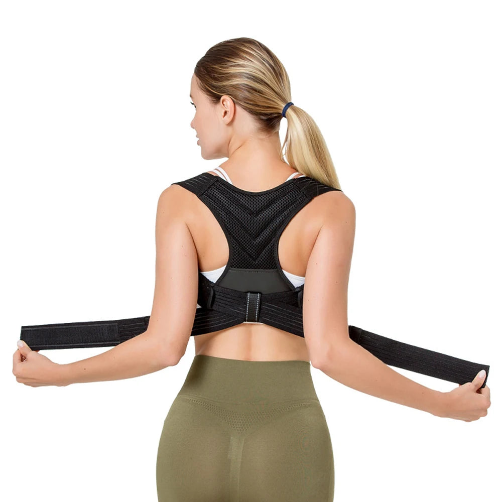 BraceTop Adjustable Posture Corrector Breathable Back Straightener, Upper Back Brace Providing Pain Relief From Neck, Shoulder