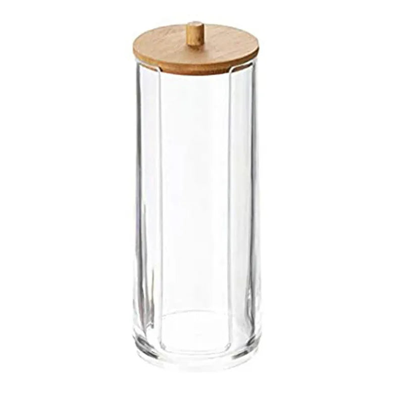 Cotton Swab Holder Bathroom Dispenser Storage Cotton Ball, Cotton Swab, Cotton Round Pads, Floss Picks - Clear Canister