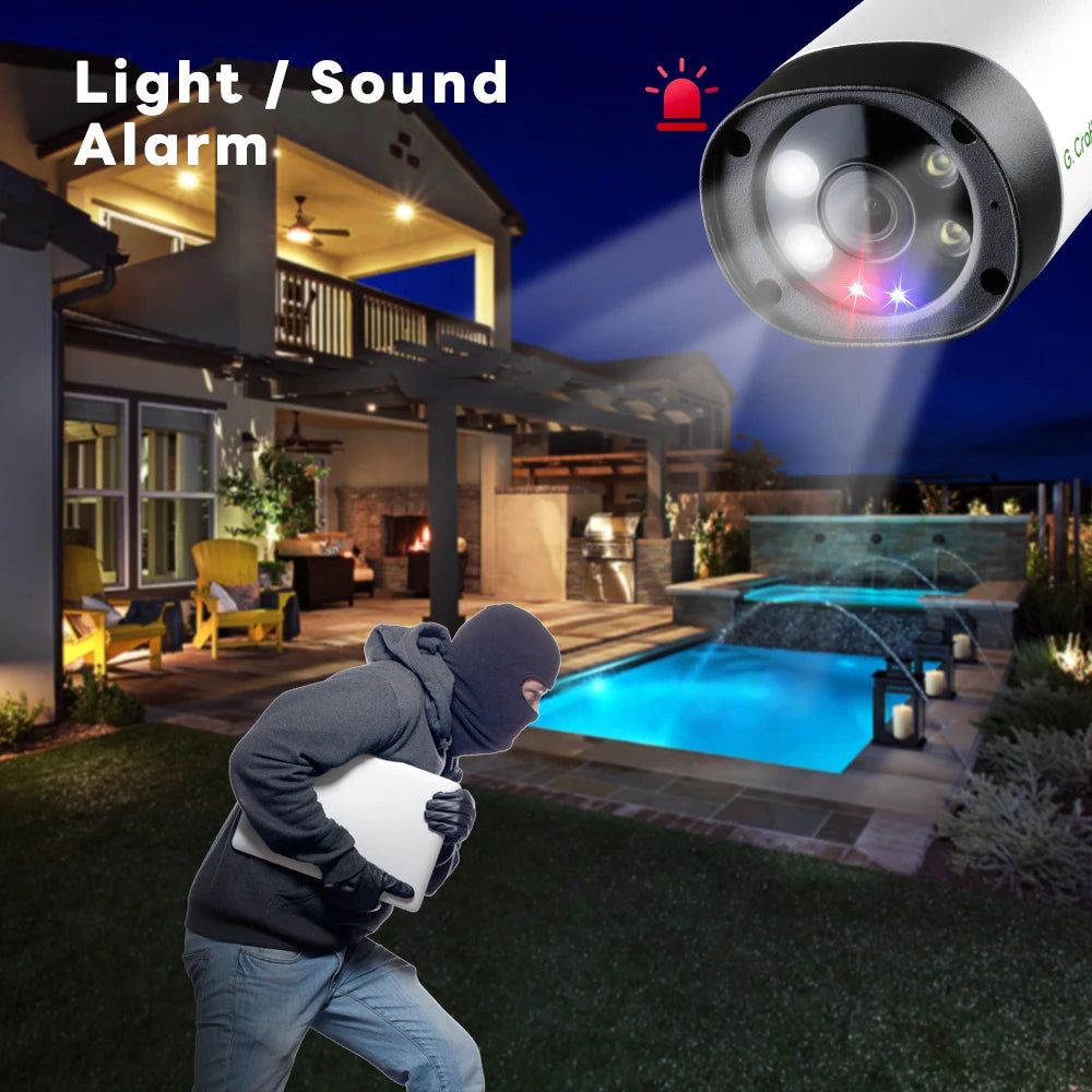 XMeye 6MP 8MP 3.6mm Security POE Audio Red&Blue Warning Lights Onvif Video Surveillance Security