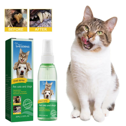 Pet Tooth Cleaning Spray Dog Mouth Fresh Teeth Clean Deodorant Oral Tartar Remover Teeth Stain Whitening Pet Oral Cleanse Liquid